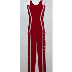 Red Ribbed Pant Bodysuit  NWT